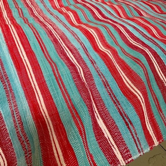 Vintage catalogne rag blanket, fits Queen bed. Striped, Red & Blue. - Picture 13 of 14